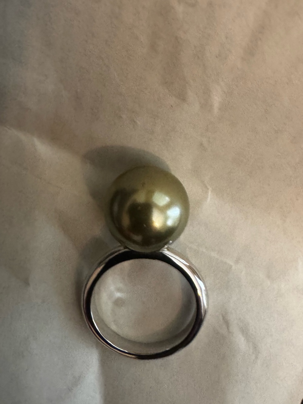 Kenneth Jay Lane Faux Pearl Ring -  size 7, Green